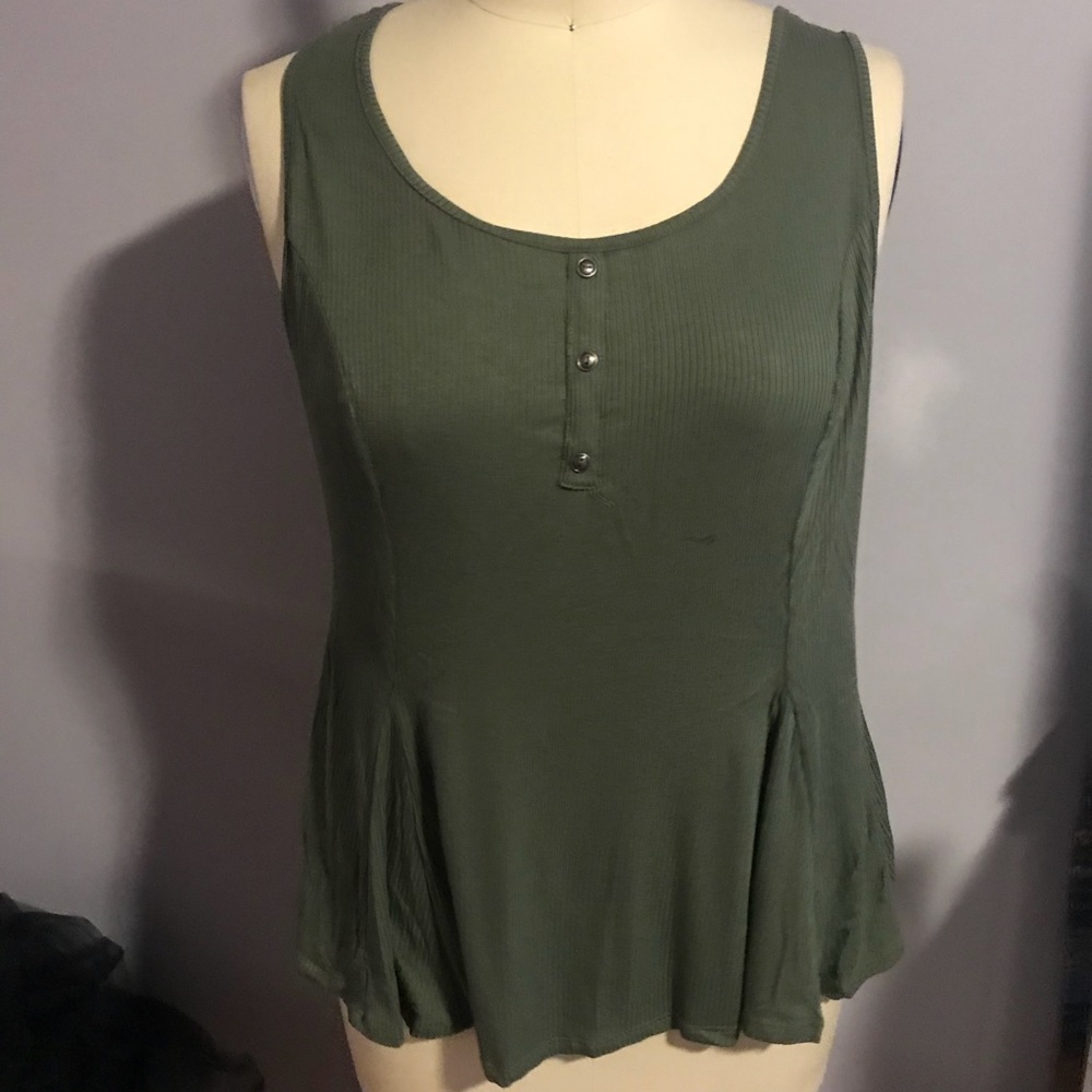 Olive Peplum Tank Top